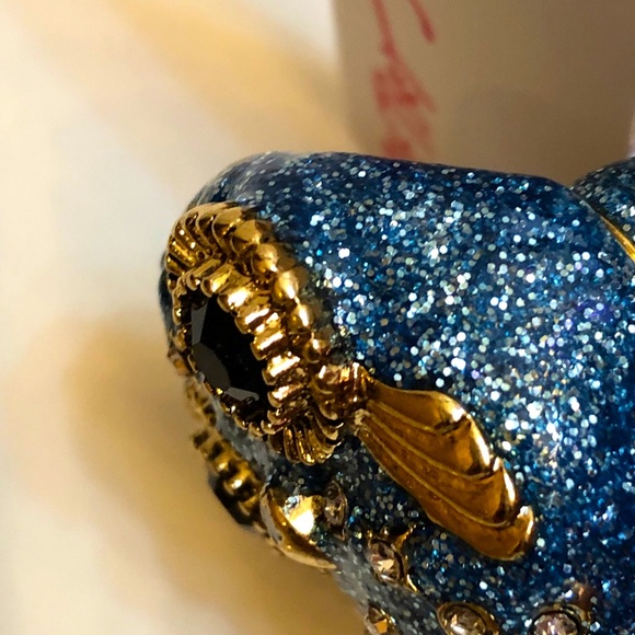 Betsey Johnson Gold Tone Blue Enamel Glitter Owl Stretchy Ring Size 7.5 NWT - Picture 7 of 10
